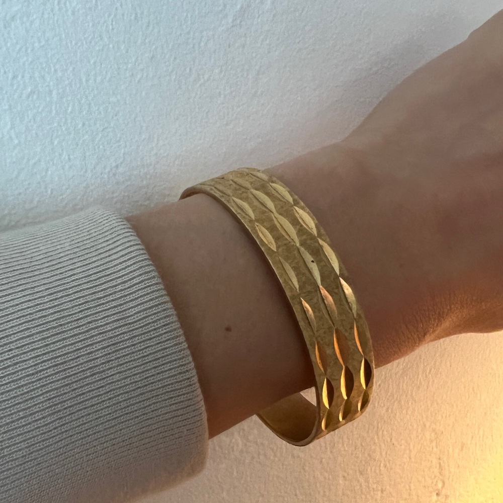 Vintage French gold plated faceted statement bangle